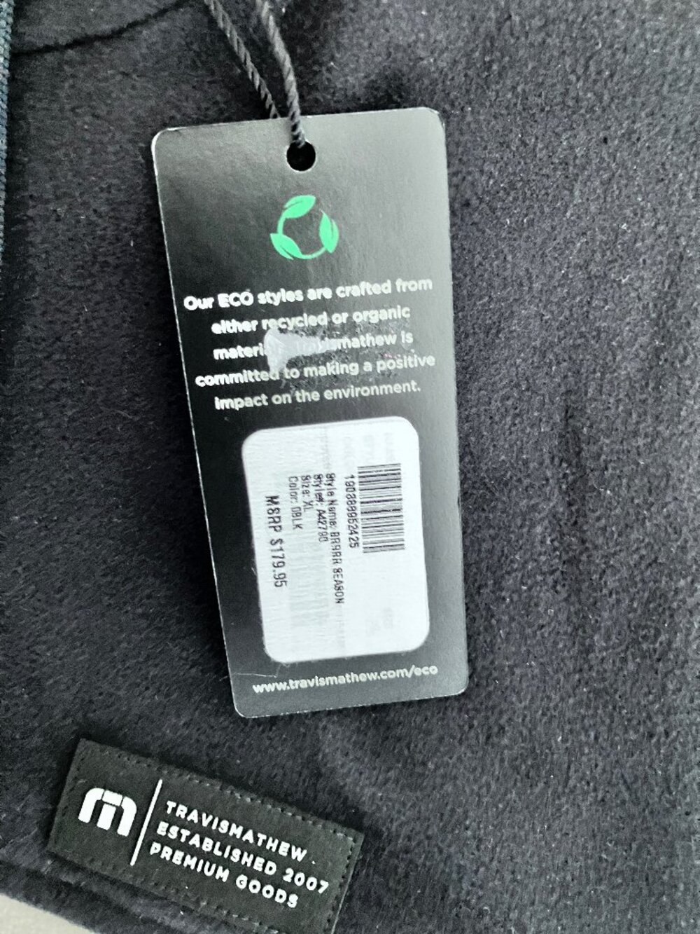 TravisMathew Men's Brrr Season 1/4 Zip Golf Pullover Size XL Black/Green/Beige - Picture 4 of 14